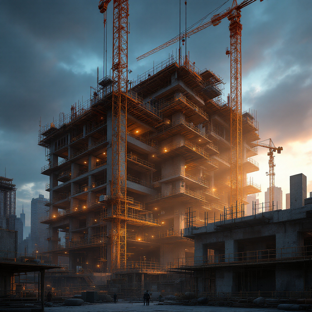 Construction foundation 3d rendering