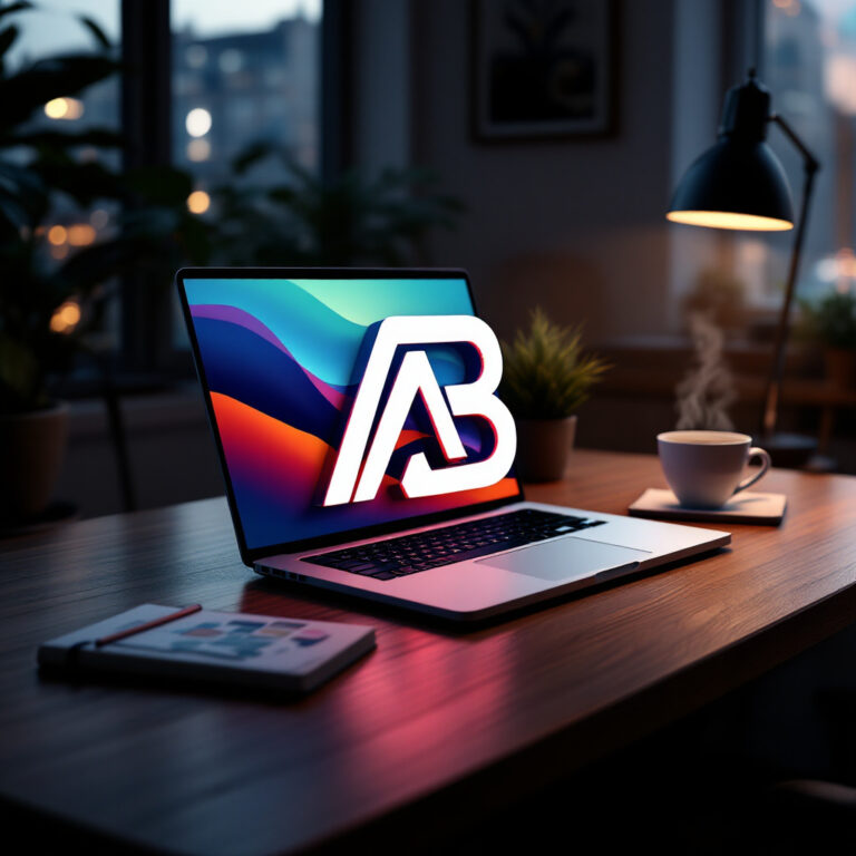 Affiliate Blogger(AB) logo on a laptop screen