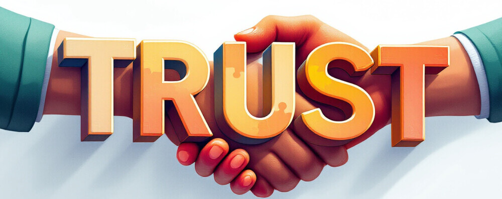 trust with a digital illustration of hands shaking